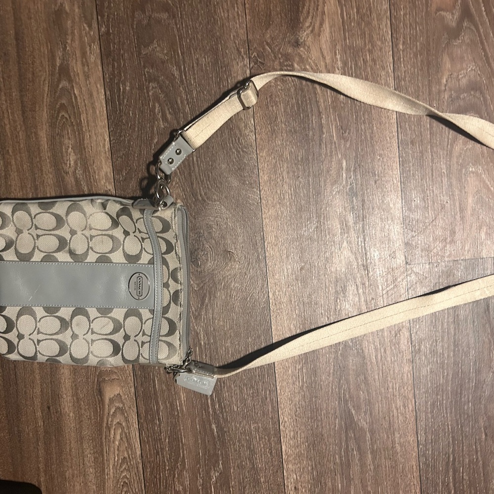 Coach Tan and Gray Signature Crossbody